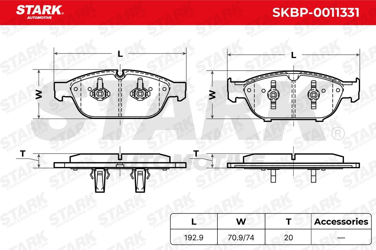 STARK Brake pad kit SKBP-0011331 for AUDI A8, A7, A6
