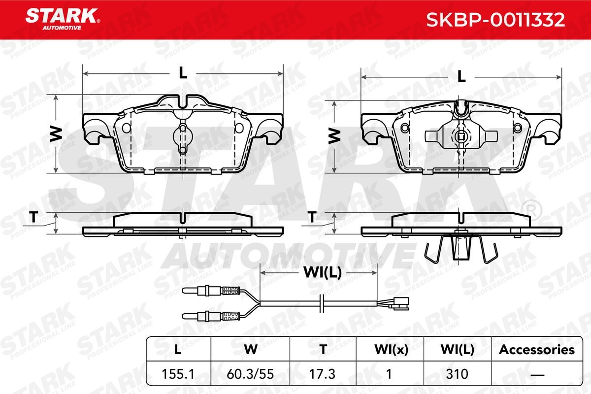 STARK Brake pad kit SKBP-0011332 for PEUGEOT 508