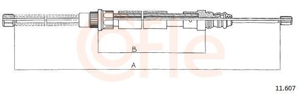 COFLE 11.607 Hand brake cable Rear, Right, 550/300mm