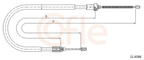COFLE 11.6586 Hand brake cable Rear, Left, 1277/1002mm