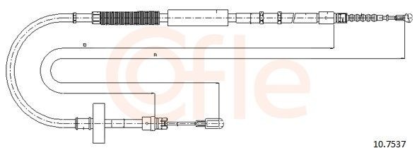 COFLE 10.7537 Hand brake cable Rear, Left, 1928/1765mm