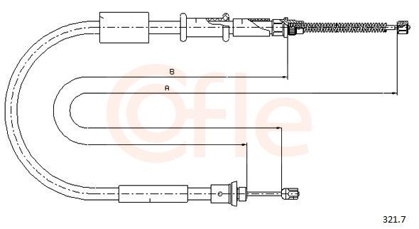 COFLE 321.7 Hand brake cable Rear, Left, 1392/1228mm