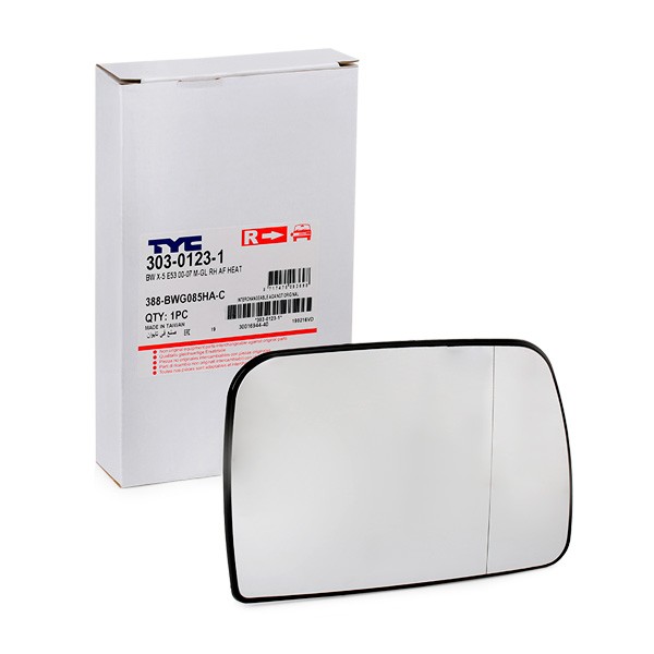 TYC 303-0123-1 Vetro specchietto retrovisore Dx