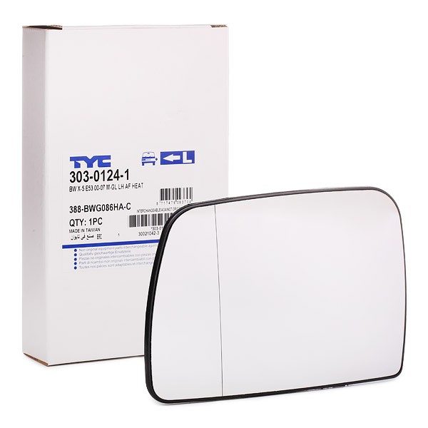 TYC Miroir De Rétroviseur BMW 303-0124-1 51168408797,8408797 Glace Retroviseur,Verre De Rétroviseur,Verre de rétroviseur, rétroviseur extérieur