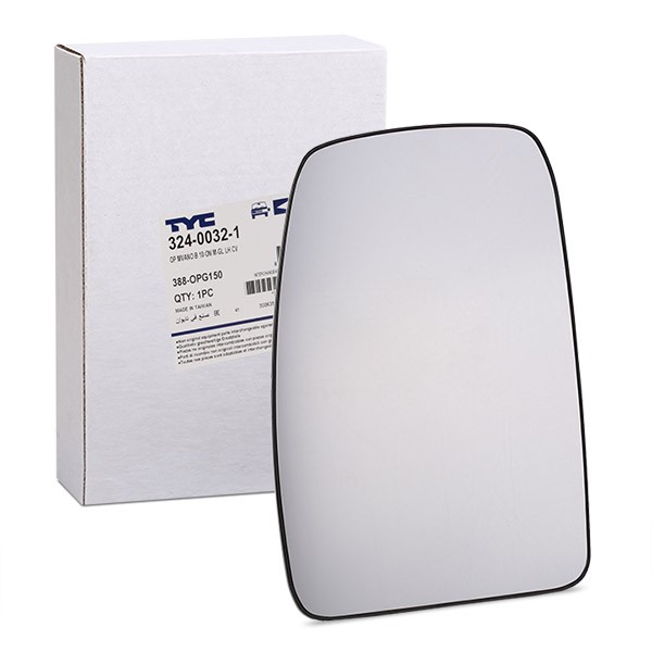 TYC 324-0032-1 Mirror Glass, outside mirror Left, Upper section