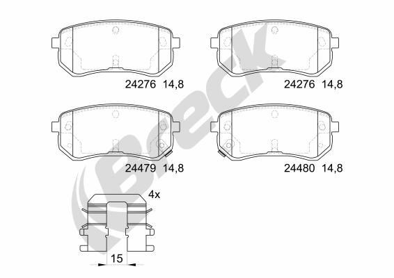 BRECK 24276 00 704 10 Brake pad set with acoustic wear warning
