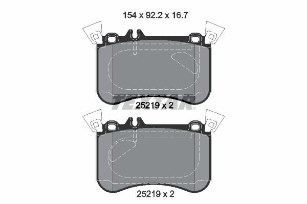 25219 TEXTAR prepared for wear indicator, with counterweights Height: 92,2mm, Width: 154mm, Thickness: 16,7mm Brake pads 2521905 buy