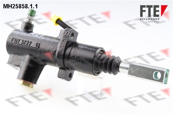 FTE MH25858.1.1 Brake master cylinder Number of connectors: 2, Bore Ø: 9 mm, Piston Ø: 25,4 mm, with elbow fitting, with protective cap/bellow, with cross pin, Grey Cast Iron, M12x1