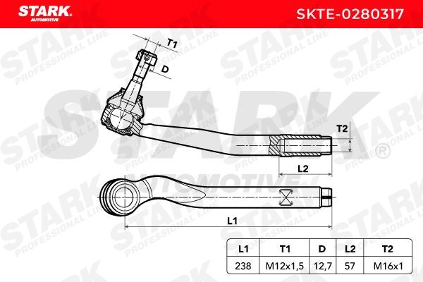 SKTE-0280317 Tie rod end SKTE-0280317 STARK Front Axle Left
