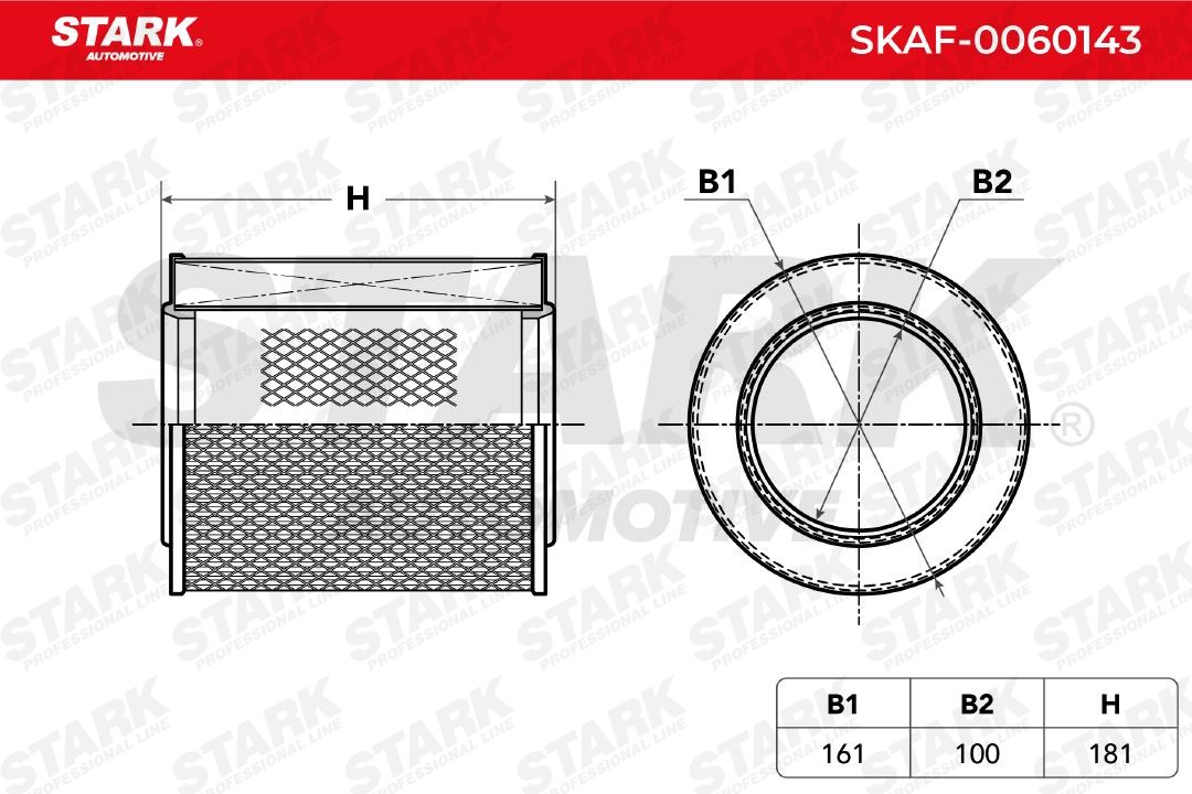 SKAF-0060143 Air filter SKAF-0060143 STARK 181,0mm, 161,0mm, Filter Insert, Air Recirculation Filter