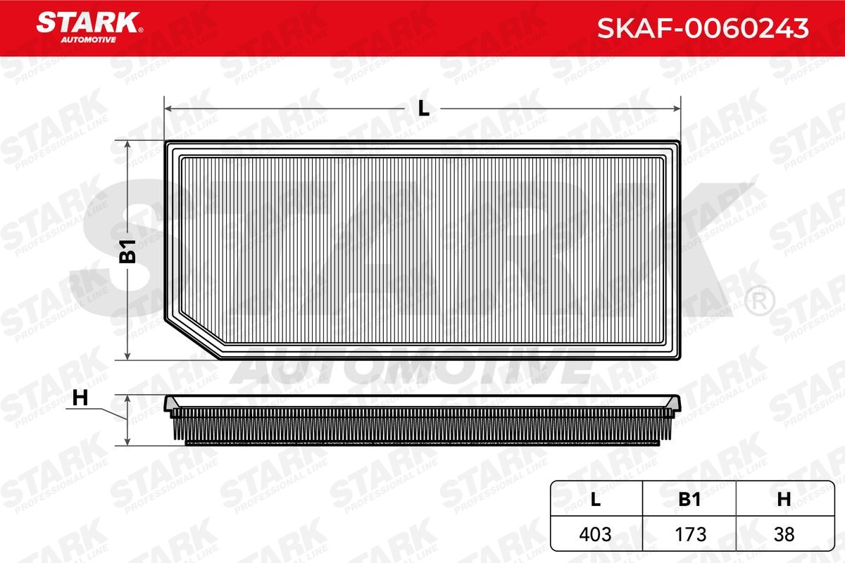 STARK SKAF-0060243 Engine filter 38,0mm, 173,0mm, 403,0mm, Air Recirculation Filter