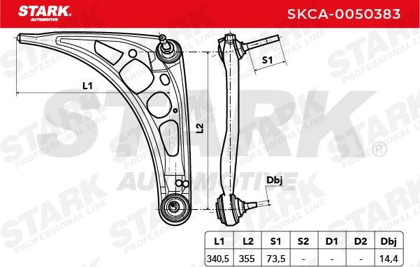 STARK SKCA-0050383 Suspension control arm with ball joint, Front Axle Right, Control Arm, Aluminium