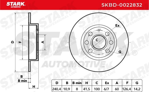 SKBD-0022832 Brake discs SKBD-0022832 STARK Front Axle, 240x10,9mm, 04/07x100, solid