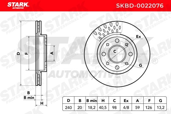 STARK SKBD-0022076 Brake rotor Front Axle, 240,0x20,0mm, 4/8x98, internally vented