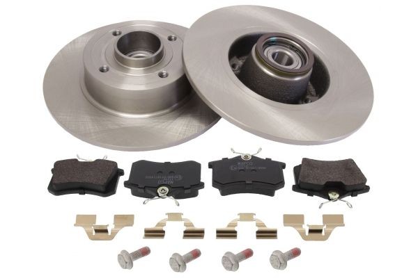 MAPCO 47141 Brake discs and pads set Rear Axle, solid, with wheel bearing, with anti-squeak plate, with ABS sensor ring