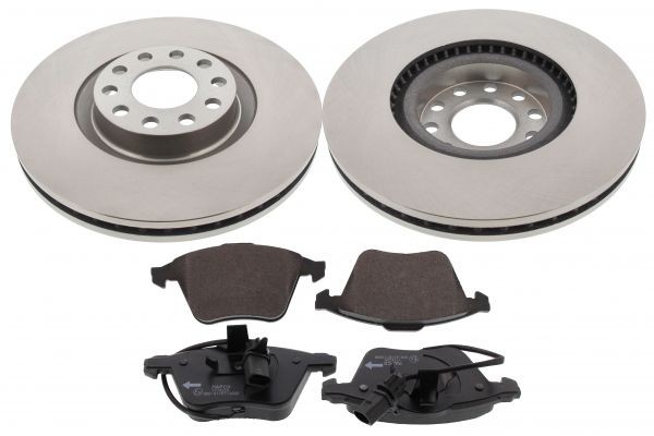 MAPCO 47905 Brake discs and pads set Front Axle, Vented, with anti-squeak plate, incl. wear warning contact