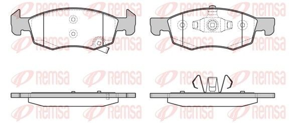 REMSA 1634.02 Brake pad set Front Axle, with acoustic wear warning, with adhesive film, with accessories, with spring
