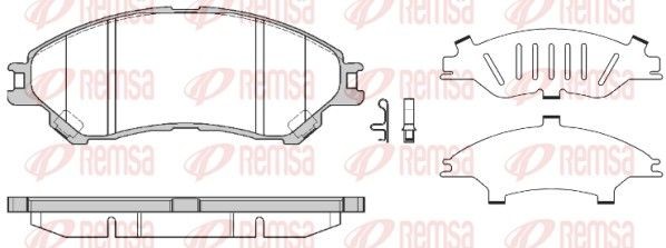PCA158902 REMSA Front Axle, with acoustic wear warning, with adhesive film, with accessories Height: 55,1mm, Thickness: 16mm Brake pads 1589.02 buy