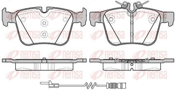 REMSA 1516.20 Brake pad set Rear Axle, incl. wear warning contact, with adhesive film, with spring