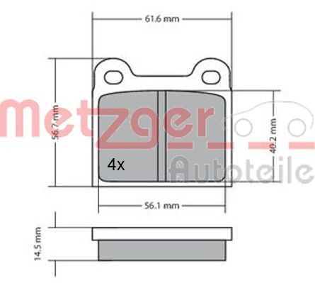 Opel COMMODORE Tuning parts - Brake pad set METZGER 1170003