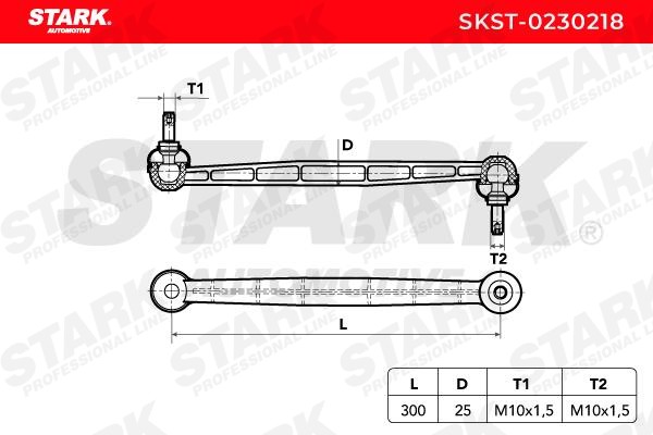 STARK SKST-0230218 Link rod outer, 300mm, M10X1.5 RHT , Plastic