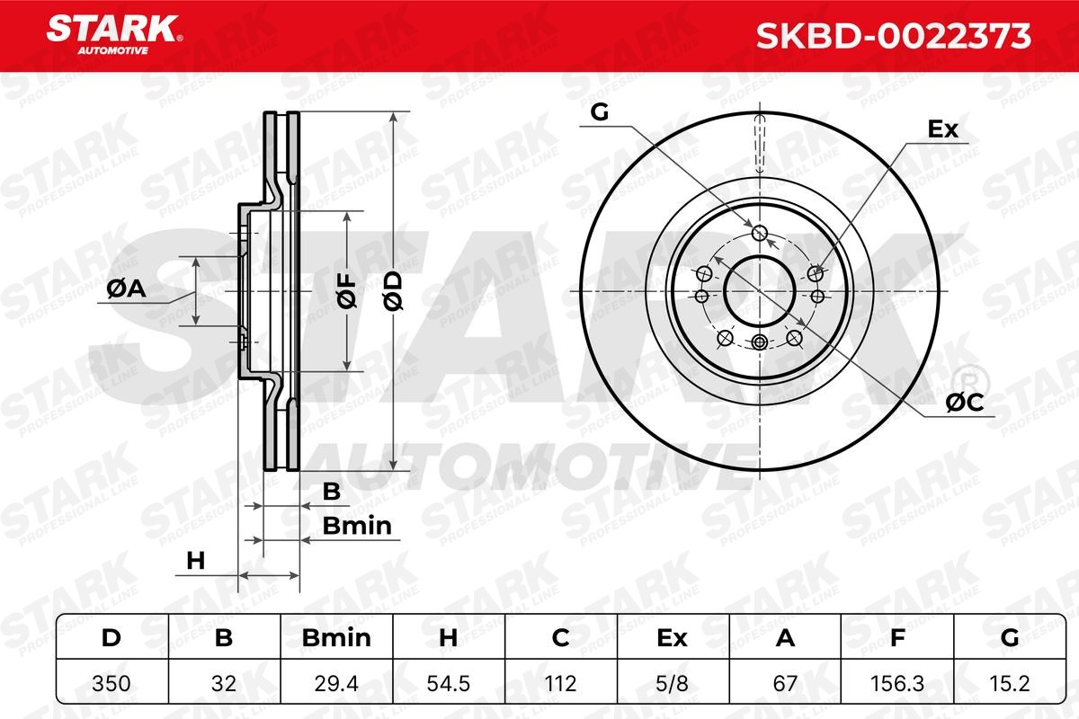STARK SKBD-0022373 Brake rotor Front Axle, 350,0x32,0mm, 5x112,0, Vented