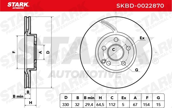SKBD-0022870 Brake discs SKBD-0022870 STARK Front Axle, 330,0x32,0mm, 5/6x112,0, internally vented