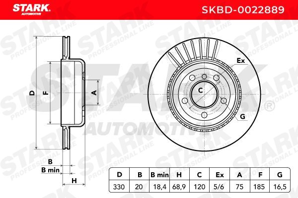 STARK Brake rotors SKBD-0022889 for BMW 5 Series