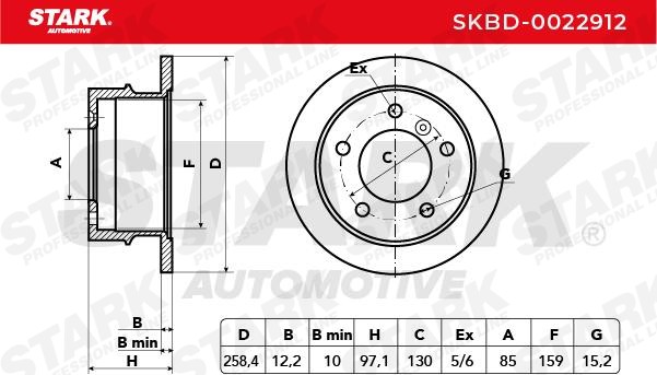 STARK SKBD-0022912 Dischi dei freni 258x12mm, 5/6, pieno, senza viti/bulloni