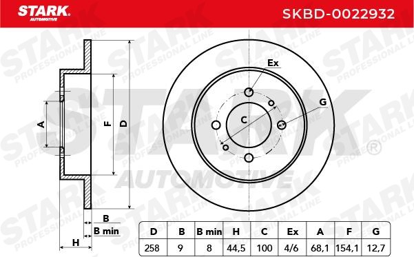 STARK SKBD-0022932 Brake rotor Rear Axle, 258x9mm, 04/06x100, solid