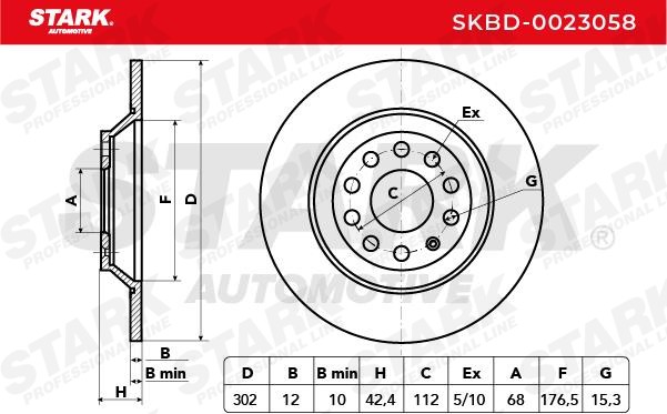 STARK Brake rotors SKBD-0023058 for AUDI A6