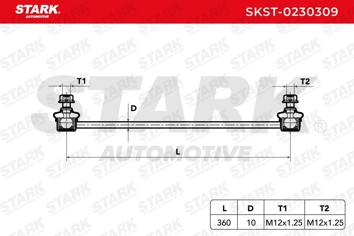 STARK SKST-0230309 Anti-roll bar link Front axle both sides, 360mm, M12X1.25