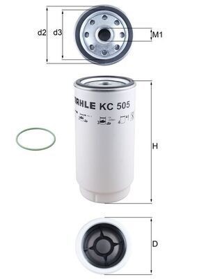 72371415 MAHLE ORIGINAL Spin-on Filter Height: 231,4mm Inline fuel filter KC 505D buy