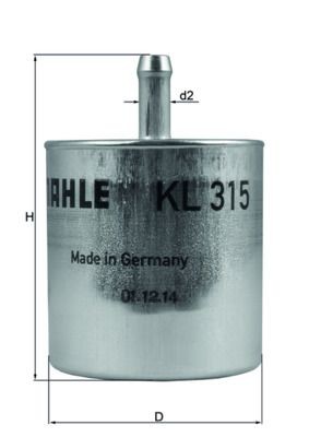 KL315 Fuel filter 72352094 MAHLE ORIGINAL In-Line Filter, 8mm
