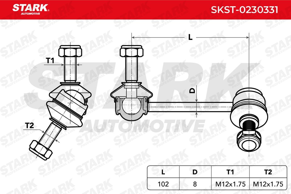 STARK SKST-0230331 Link rod Front Axle Right, 102mm, M12X1.75