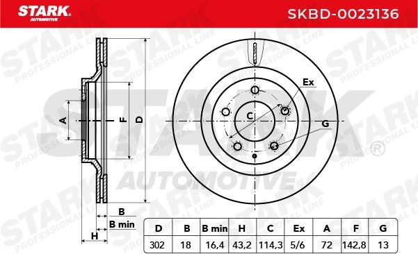 STARK Brake rotors SKBD-0023136 for Mazda RX 8 Coupe