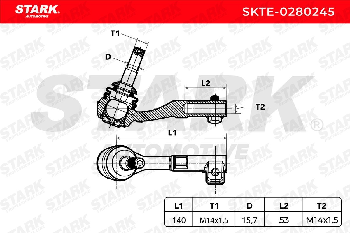 SKTE-0280245 Tie rod end SKTE-0280245 STARK M14X1.5, outer, Left, Front Axle
