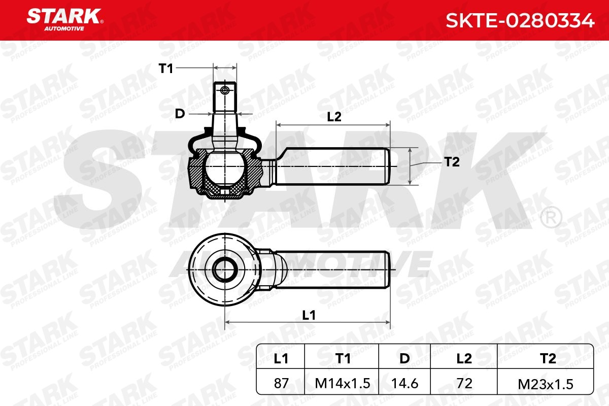 STARK SKTE-0280334 Track rod end M14X1.5, Centre, Front Axle Left
