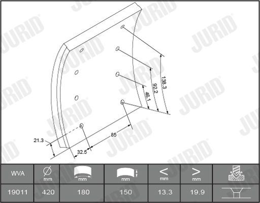 JURID 1901005700 Bremsbelagsatz, Trommelbremse für DAF F 1900 LKW in Original Qualität