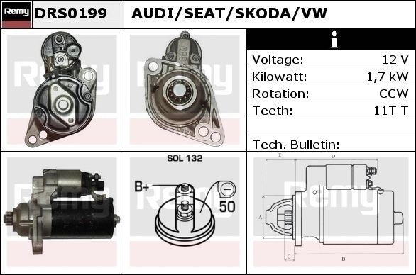 Volkswagen POLO Starter motors 7947603 DELCO REMY DRS0199 online buy