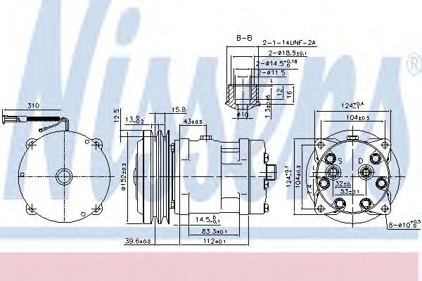 NISSENS 89521 Air conditioning compressor SD7H15, PAG 46, R 134a