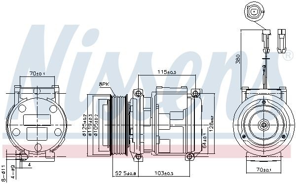 89355 Compressor, air conditioning AL154203 NISSENS 10PA15C, 12V, PAG 46, R 134a
