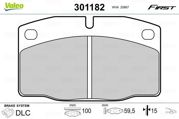 Opel ASCONA Brake pad set VALEO 301182 cheap
