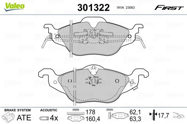 Opel ASTRA Brake pad 7950023 VALEO 301322 online buy