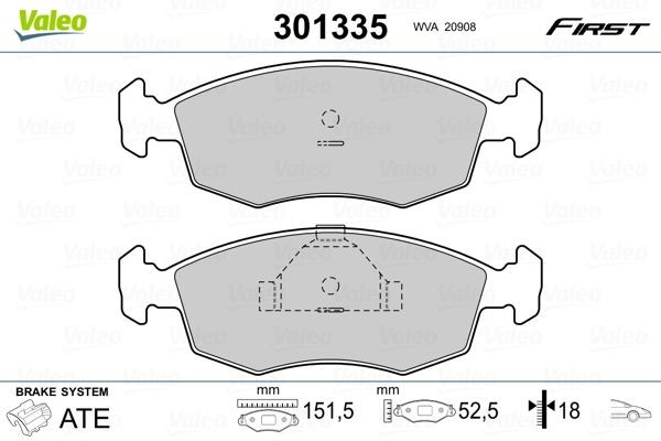 Ford FIESTA Set of brake pads 7950027 VALEO 301335 online buy