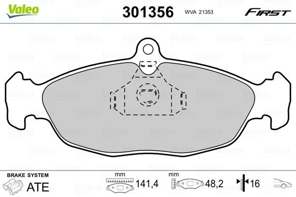 VALEO 301356 Disc pads FIRST, Front Axle, excl. wear warning contact, without anti-squeak plate