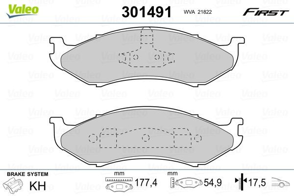 Original 301491 VALEO Brake pad set KIA