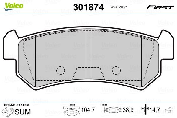 VALEO 301874 Brake pads CHEVROLET LACETTI 2005 in original quality