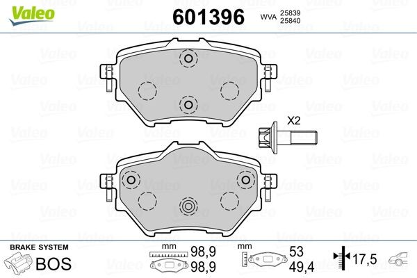 Opel COMBO Set of brake pads 7950539 VALEO 601396 online buy