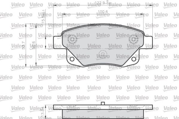 24486 VALEO Rear Axle, incl. wear warning contact, without bolts/screws, for difficult operating conditions Height: 53,9mm, Width: 123mm, Thickness: 17mm Brake pads 872486 buy